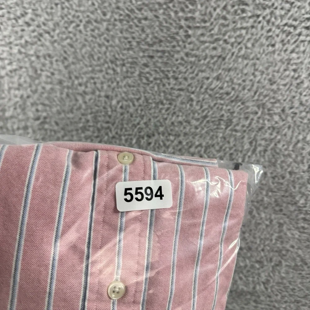 Polo Ralph‎ Lauren Shirt Mens 16.5 Pink Stripe Flesh Pony Long Sleeve Button Up